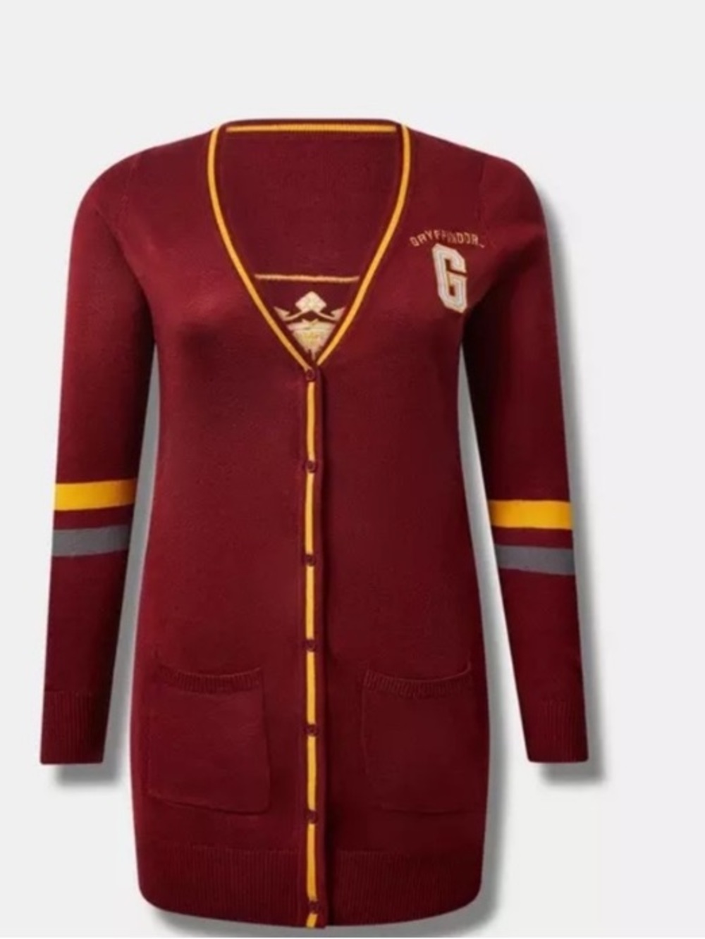 Warner Bris Harry Potter Gryffindon Burgundy Boyfriend Cardigan Size 4
